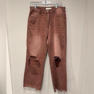 Vervet Mauve Cotton Pants 90s distressed crop flare
